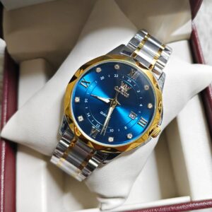 Olevs 3710 CH For Men - Silver Gold Blue | Rovelle