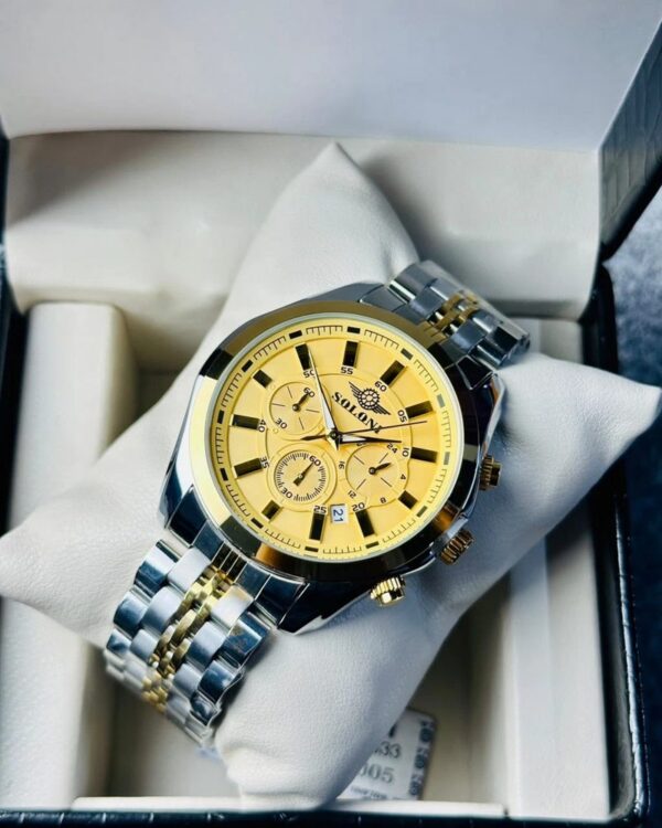 Soloni 3005 For Men - Silver Gold With Premium Box | Rovelle
