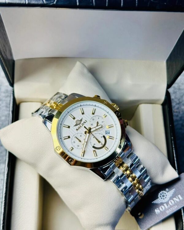Soloni 3008 For Men - Silver Gold White With Premium Box | Rovelle