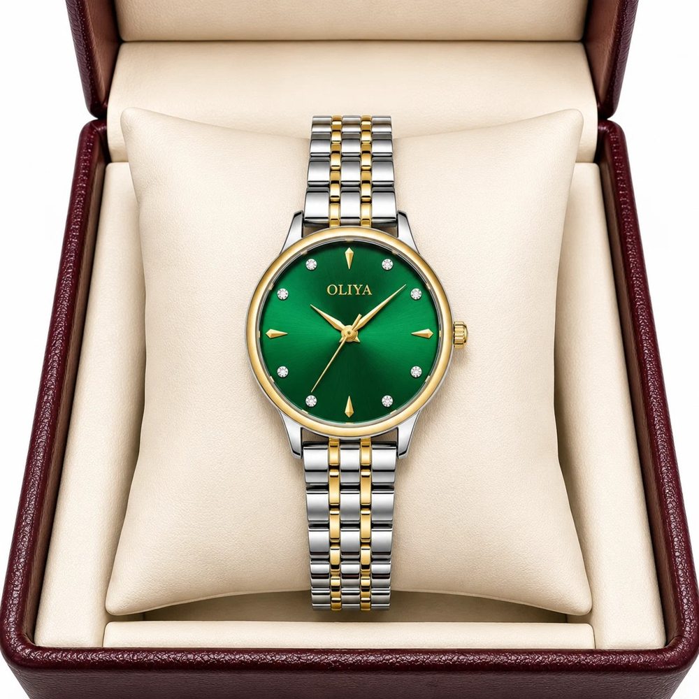 Oliya 511 Ladies Watch -Silver Gold Green