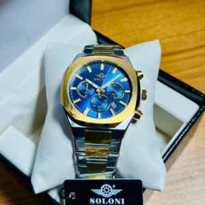 Soloni 3013 For Men - Silver Gold Blue With Premium Box | Rovelle