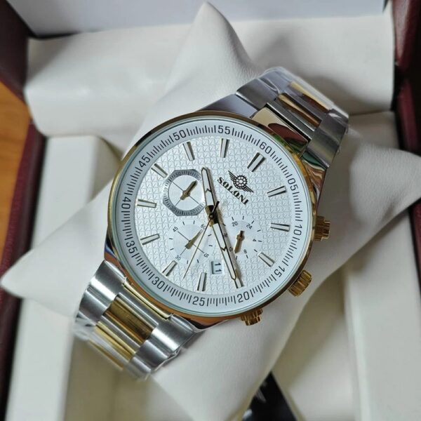 Soloni 3003M For Men - Silver Gold White With Premium Box | Rovelle