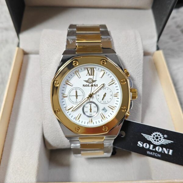 Soloni 3001 For Men - Silver Gold White With Premium Box | Rovelle