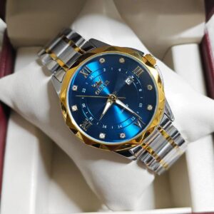 Olevs 3710 CH For Men - Silver Gold Blue | Rovelle