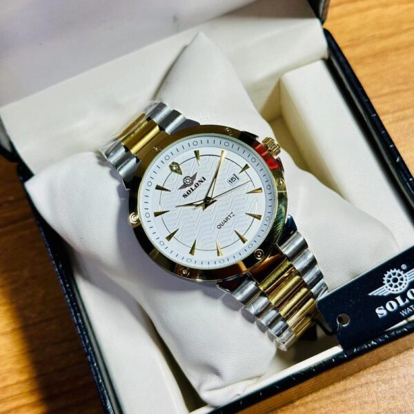 Soloni 1008 For Men - Silver Gold White With Premium Box | Rovelle