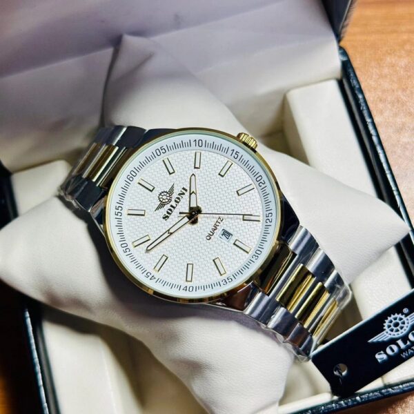 Soloni 1004M For Men - Silver Gold White With Premium Box | Rovelle