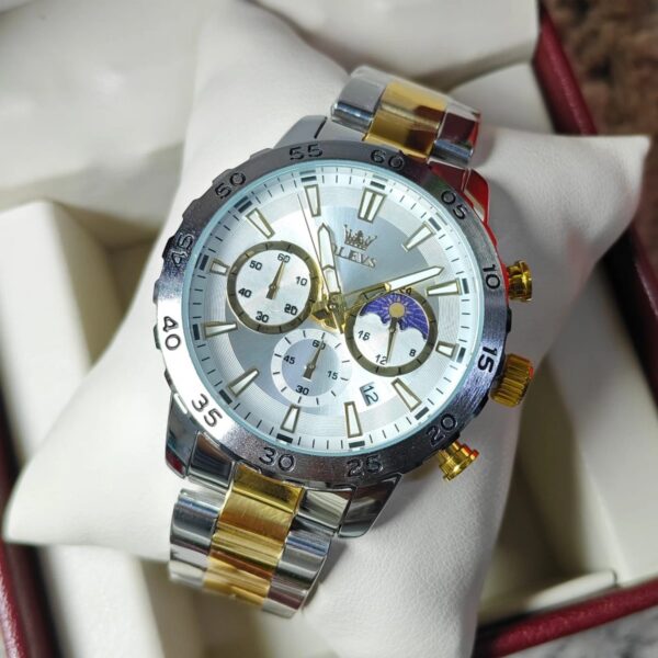 Olevs 3720 CH For Men - Silver Gold White | Rovelle