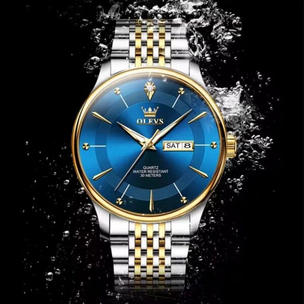 Olevs 9908 CH For Man - Silver Gold Blue | Rovelle