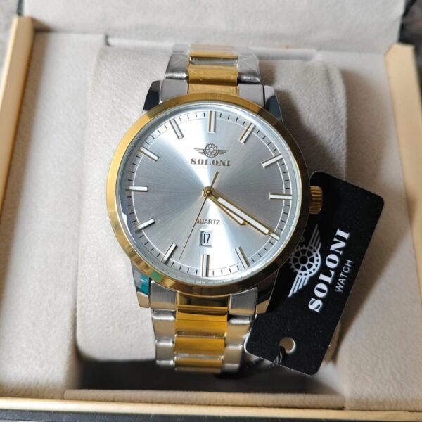Soloni 1022M For Men - Silver Gold White With Premium Box | Rovelle