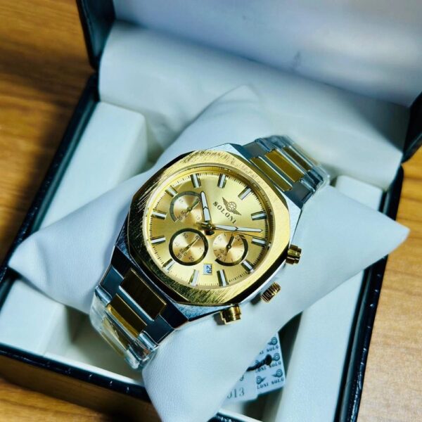 Soloni 3013 For Men - Silver Gold With Premium Box | Rovelle
