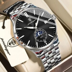 Poedagar 854 CH For Men - Silver Black | Rovelle