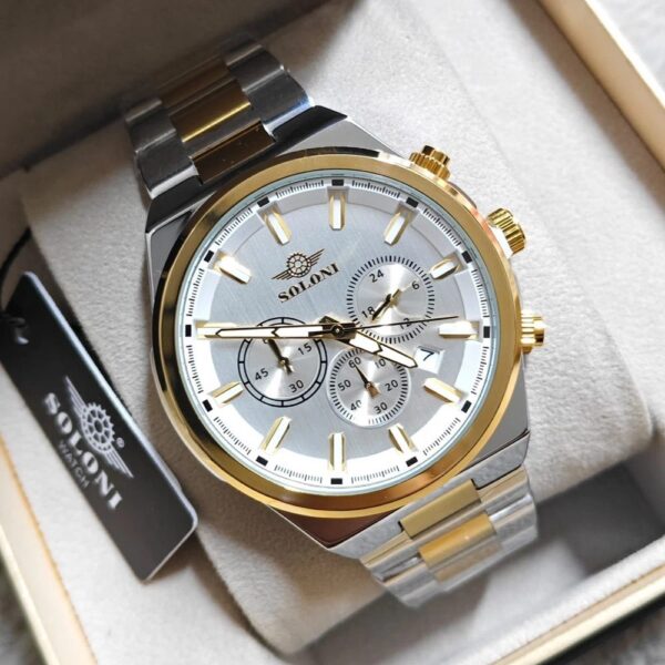 Soloni 3006 For Men - Silver Gold White With Premium Box | Rovelle