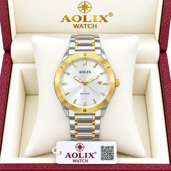Aolix 9199 Men's Watch - Silver Gold White Aolix 9199 Men's Watch - Silver Gold White | Rovelle