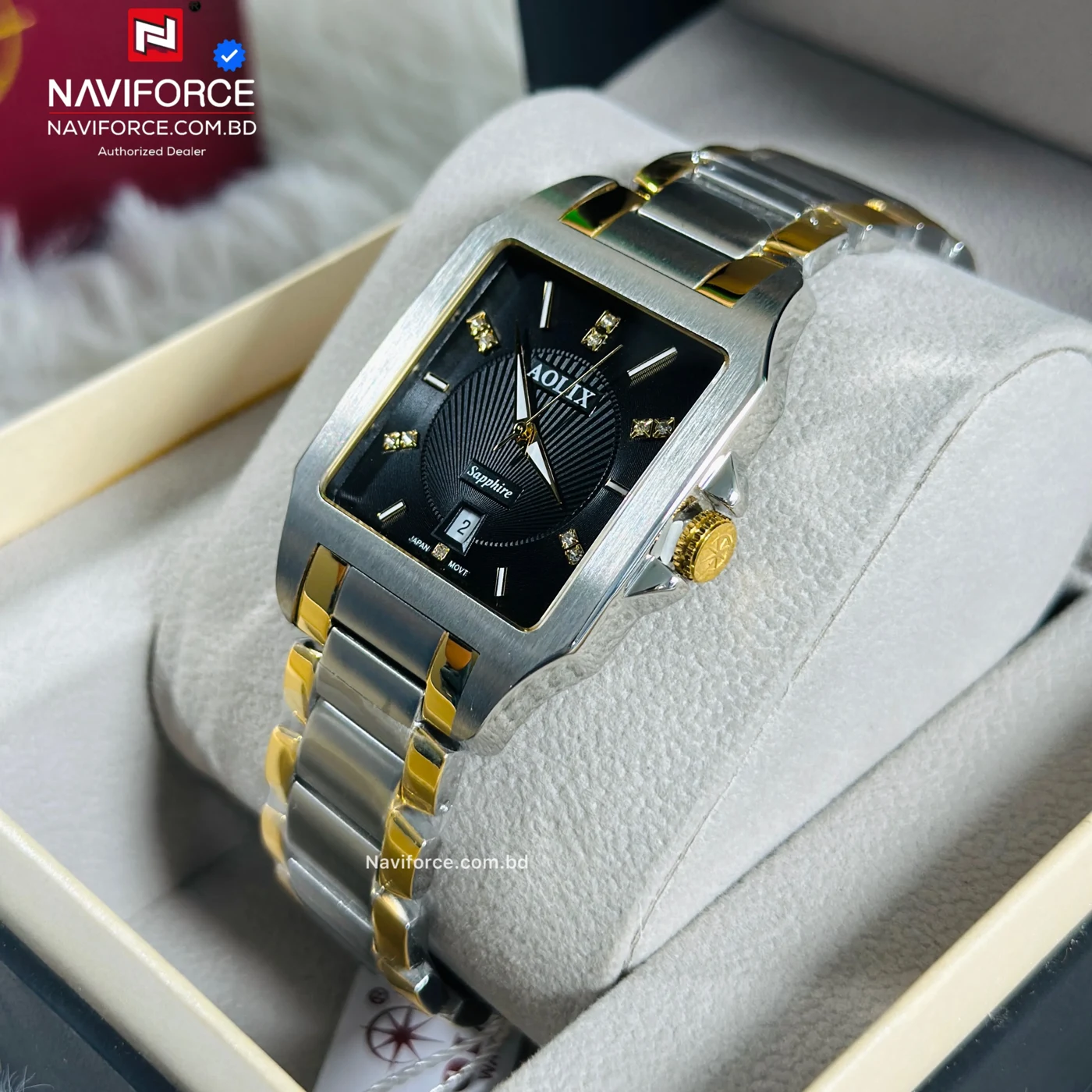 Aolix 9198 Men's Watch - Silver Gold Black