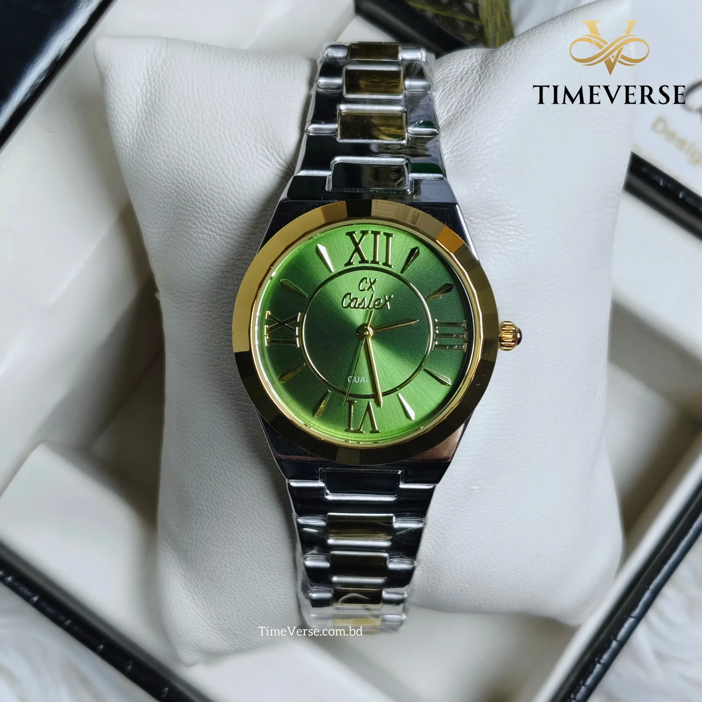 Caslex 026 Ladies Watch - Silver Gold Green
