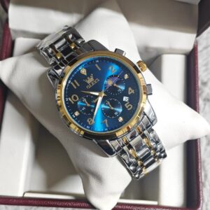 Olevs 3628 CH For Man - Silver Gold Blue | Rovelle