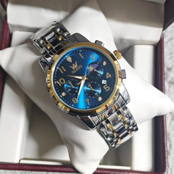 Olevs 3628 CH For Man - Silver Gold Blue | Rovelle