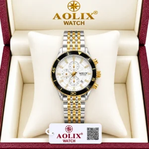 Aolix 7090 CH Women Watch - Silver Gold Black | Rovelle