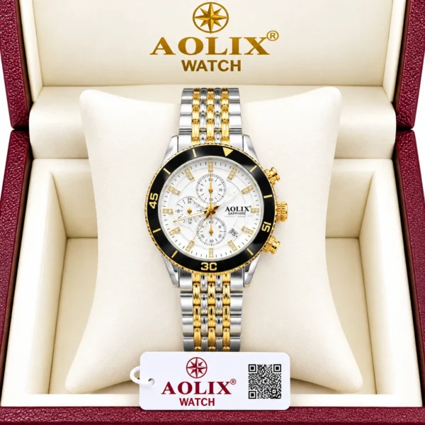 Aolix 7090 CH Women Watch - Silver Gold Black | Rovelle