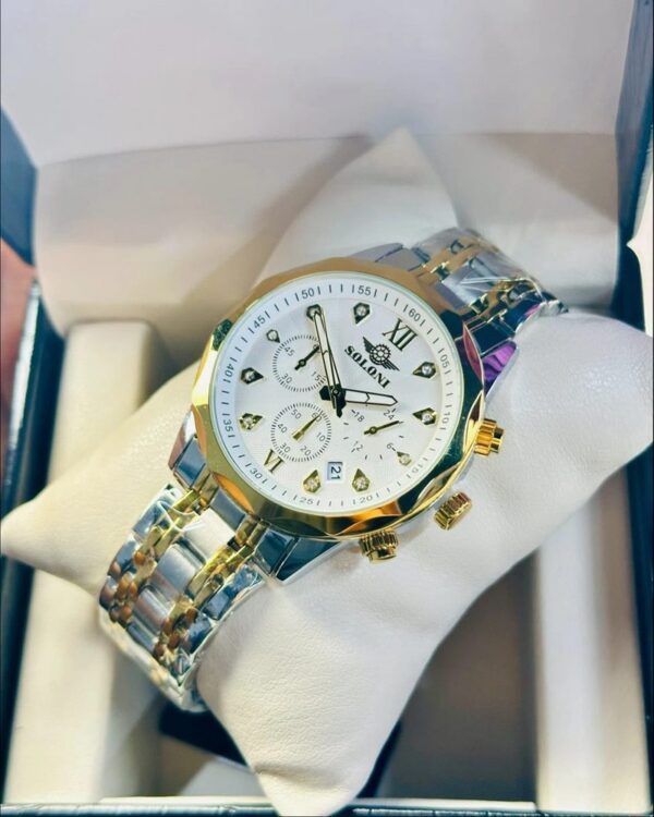 Soloni 3002 For Men - Silver Gold White With Premium Box | Rovelle