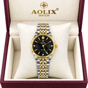 Aolix 9156 CH Women Watch - Silver Gold Black | Rovelle