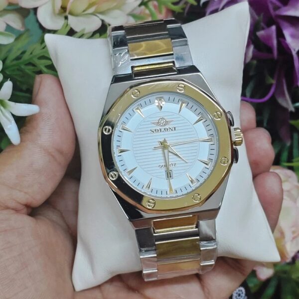 Soloni 1002M For Men - Silver Gold White With Premium Box | Rovelle