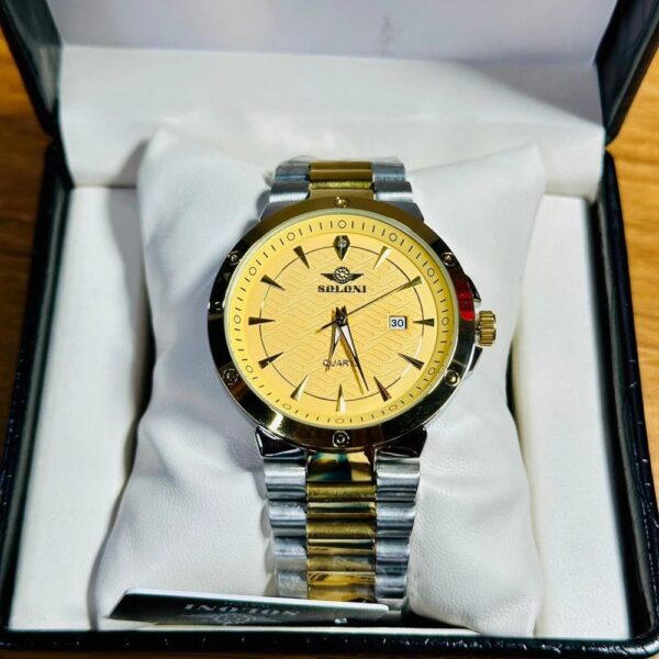 Soloni 1008 For Men - Silver Gold With Premium Box | Rovelle