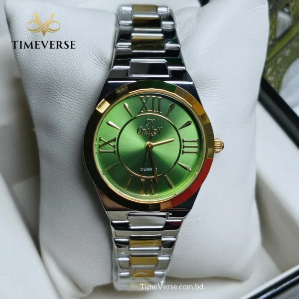 Caslex 026 Ladies Watch - Silver Gold Green | Rovelle