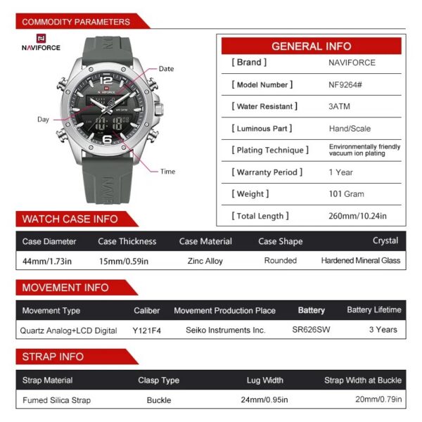Naviforce 9264T - Silver Gray | Rovelle