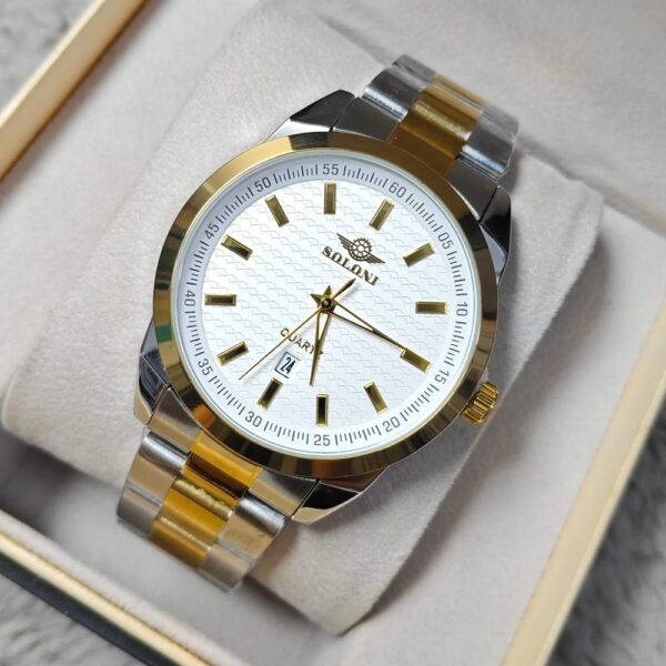 Soloni 1009 For Men - Silver Gold White With Premium Box | Rovelle