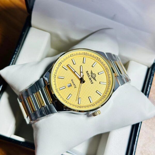Soloni 1004M For Men - Silver Gold With Premium Box | Rovelle