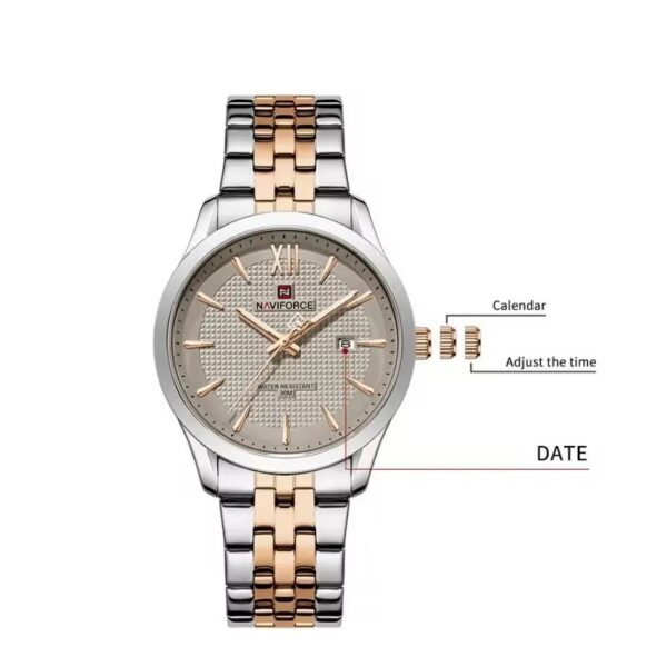 Naviforce 9255 For Men - Silver Rose Gray | Rovelle