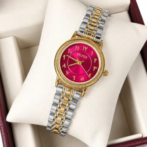 Oliya 2055 Ladies Watch -Silver Gold Red | Rovelle