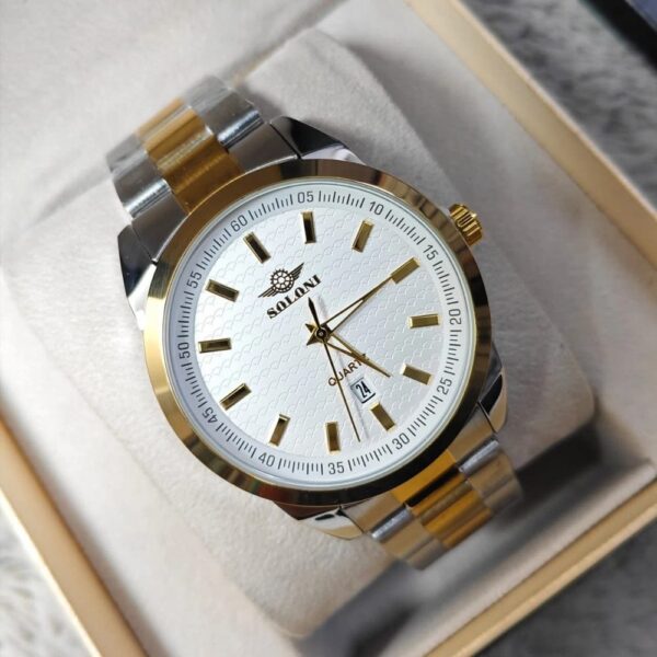 Soloni 1009 For Men - Silver Gold White With Premium Box | Rovelle