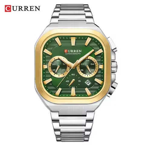 Curren 8496 For Men - Silver Gold Green