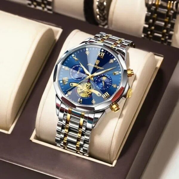 Poedagar 938 For Men - Silver Gold Blue | Rovelle
