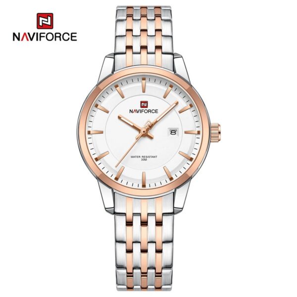Naviforce 9228 - Silver Rose White For Woman Naviforce 9228 - Silver Rose White For Woman | Rovelle