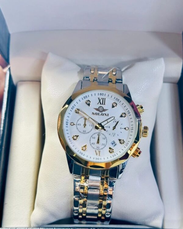 Soloni 3002 For Men - Silver Gold White With Premium Box | Rovelle