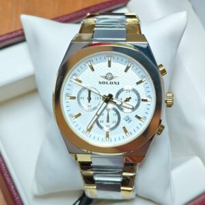 Soloni 3004M For Men - Silver Gold White With Premium Box | Rovelle