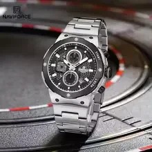 Naviforce 8072 For Men - Silver Black | Rovelle