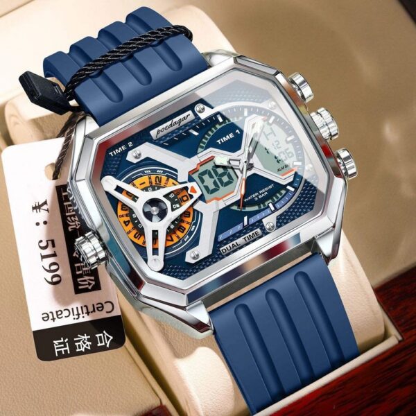 Poedagar E106 Men's Analog-Digital Watch - Silver Blue Poedagar E106 Men's Analog-Digital Watch - Silver Blue | Rovelle