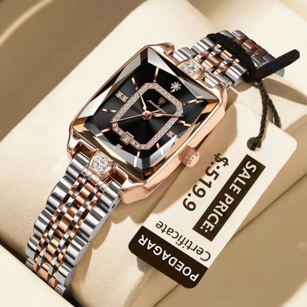 Poedagar 785 Ladies Watch - Silver Rose Black | Rovelle
