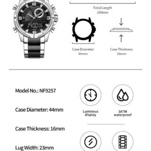 Naviforce 9257 For Men - Silver Black | Rovelle