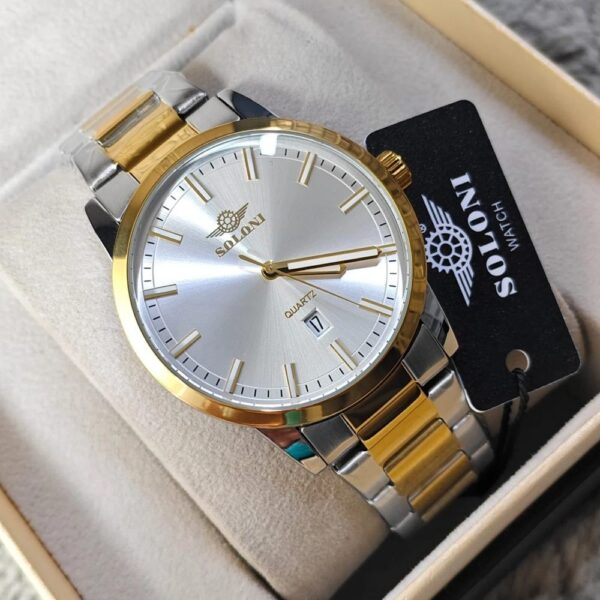 Soloni 1022M For Men - Silver Gold White With Premium Box | Rovelle