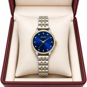 Oliya 511 Ladies Watch -Silver Gold Blue | Rovelle