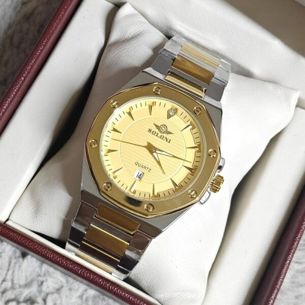 Soloni 1002M For Men - Silver Gold With Premium Box | Rovelle