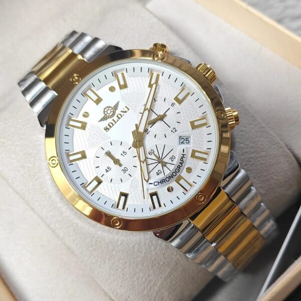 Soloni 3007 For Men - Silver Gold White With Premium Box | Rovelle