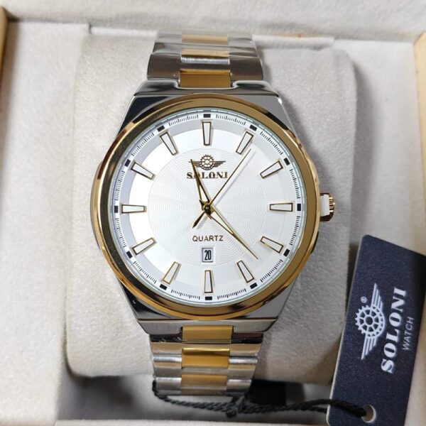 Soloni 1005M For Men - Silver Gold White With Premium Box | Rovelle
