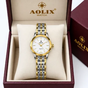Aolix 9039 Women Watch - Silver Gold White | Rovelle