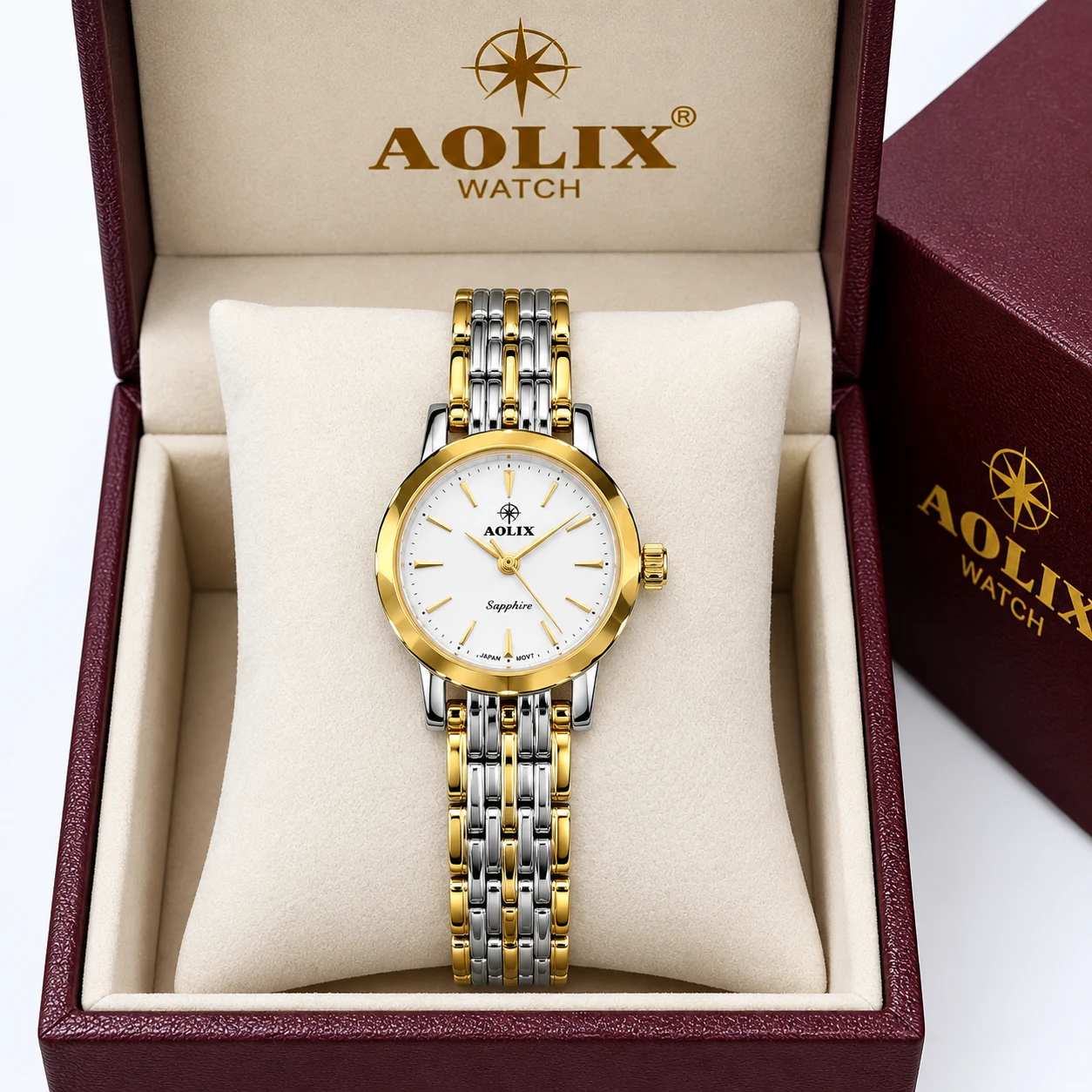 Aolix 9039 Women Watch - Silver Gold White | Rovelle